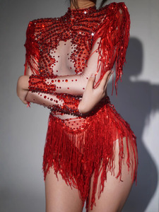 Body Elasticizzato con Strass Scintillanti e Nappe di Paillettes, Nuovo Arrivo 2026, per Feste di Compleanno, Discoteche e Palcoscenici <span class=keywords><strong>DJ</strong></span> - Product Image 2