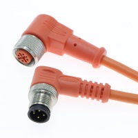 Conector Circular M12, Cable Sobreformado Naranja Personalizado, 12 Pines, Código A, Arnés de Cableado Industrial Recto
