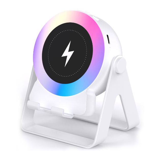 New Trending Products 5W Wireless Phone Stand Charger Speaker Night Light Wireless Charger With Custom Logo