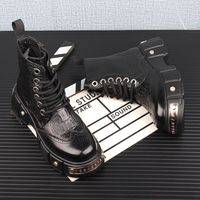 Nouvelles Bottines pour Hommes Dr. Martens Style Britannique Vintage en Cuir Véritable Tendance Polyvalentes avec Rehaussement Intégré