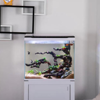 Aquarium ultra blanc uni avec affichage de la température, haute luminosité, filtration supérieure, système d'éclairage à interrupteur tactile, nouvel arrivage 2020
