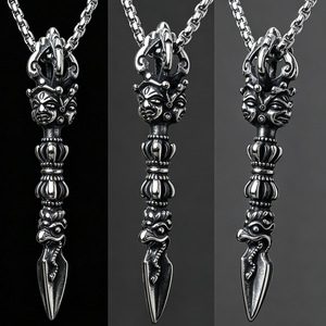 Yunnique – collier avec pendentif Vajra en acier titane, unisexe, forme d'épée géométrique, JD215 - Product Image 1