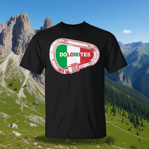 Camiseta Dolomites Rock Climbing Carabiner con diseño de bandera de Italia, color negro - Product Image 3