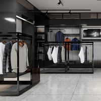 Design d'intérieur 3D écologique haut de gamme pour comptoir en bois de magasin et meubles d'affichage de costumes pour hommes pour magasin de vente au détail de vêtements