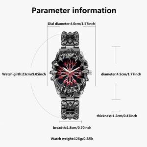 Reloj de Pulsera PINTIME Y2K Demon Claw para Hombre, Esfera de Alabastro con Forma Especial de Llama, Relojes de Cuarzo, Resistentes al Agua, con Calendario - Product Image 5