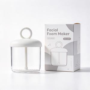 Pompe manuelle blanche pour mousse nettoyante visage avec poignée, flacon portable pour le nettoyage du visage en voyage - Product Image 1