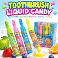 Brosse à dents à bec verseur, bonbons liquides multicolores, saveur fruitée amusante, confiserie comestible pour enfants