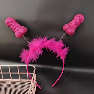 <span class=keywords><strong>Diadema</strong></span> para despedida de soltera, banda para el pelo Sexy con plumas rojas y rosas, decoración para despedida de soltera, accesorio para foto - Product Image 3