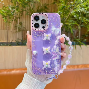 Maxun Kim Cương nạm Ống Kính Màu Epoxy Nhựa Bướm Long Lanh Vòng Đeo Tay Chuỗi Tương Thích iPhone/Vivo/Oppo Cô Gái Của Điện Thoại Trường Hợp - Product Image 4