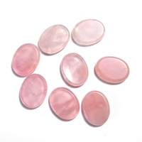 HZ 2026 Exclusif Pierre de massage ovale sculptée en quartz naturel pour le pouce, pour le soulagement du stress, Pierre de méditation en jade rose
