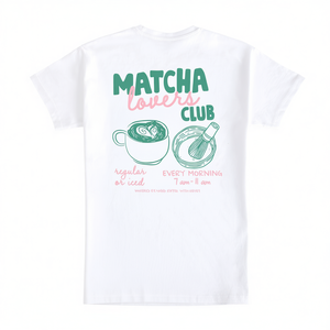 Camiseta del Club de Amantes del Matcha, Blanca, Regular o Helada, Todas las Mañanas a las 7 y a las 11 - Product Image 2