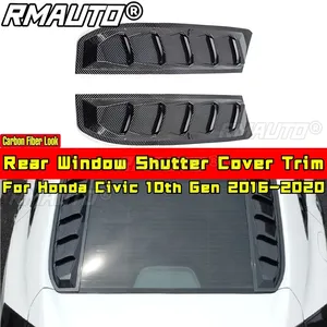 For Honda Civic 10th Gen 2016-2020 Body Kit Glossy Black Sport Style Car Side Rear <b>Window</b> Louver Shutter <b>Cover</b> Car Accessories - Product Image 2