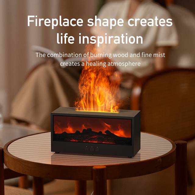 Home Creative Bonfire Air Humidifier 280ml Simulated Fireplace Aroma Diffuser with Colorful LED Light