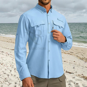 Camisa de viaje para hombre de secado rápido con botones, manga larga, protección solar UPF 50+, para pesca, caza, senderismo, trabajo y viajes. - Product Image 3