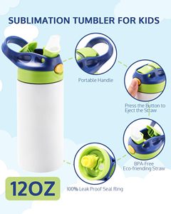 Trong kho 12oz trẻ em thăng hoa Tumbler với thay thế rơm nắp một cú nhấp chuột pop-up rơm BPA miễn phí - Product Image 3