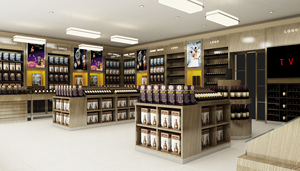 Vitrine en bois sur mesure avec éclairage, meuble porte-vin pour salle d'exposition commerciale, présentoir à vin - Product Image 6