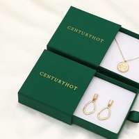 Boîte à bijoux en carton à tiroir coulissant avec logo personnalisé boîte à bijoux cadeau bracelet collier boucle d'oreille vert foncé