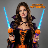 Baguette lumineuse LED citrouille télescopique pour Halloween, bâton lumineux clignotant en plastique non toxique pour cadeaux de fête d'enfants, vente en gros