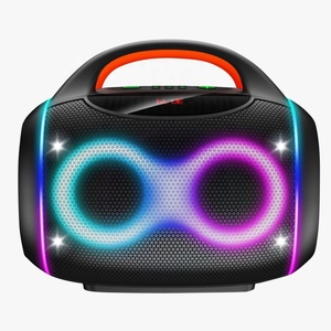 Système audio stéréo avec double subwoofer de 4 pouces, enceinte de fête avec spectacle de lumière LED RGB, ports USB, TF, AUX, FM, enceinte DJ pour <span class=keywords><strong>la</strong></span> maison, <span class=keywords><strong>la</strong></span> famille, en extérieur - Product Image 1