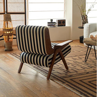 Hôtel Restaurant Moderne Nordique Simple Fauteuil En Bois Loisirs Canapé Chaise avec Motif Zèbre Salon Relax Chaise