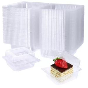 Clear Disposable PET Square Hinged Pet Food Container with Recycled Materials to Go Containers Clear Lids <strong>Cake</strong> <strong>Slice</strong> Containers - Product Image 3