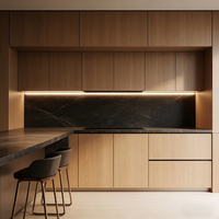 Armoires de cuisine en contreplaqué de luxe de qualité supérieure imperméables sur mesure avec panneau en mélamine Ensemble d'armoires de cuisine modernes