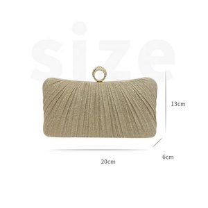 Luxury Finger Ring Pleated Wedding Ladies Party Bag Handbag Metal Chain Cross Body Evening <b>Clutch</b> Bags - Product Image 4