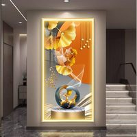 Art mural LED moderne, peinture en porcelaine cristalline, cadre en alliage d'aluminium, décoration intérieure pour salon, hall d'hôtel
