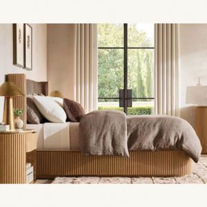 Meubles de chambre à coucher modernes haut de gamme, cadre de lit en bois Byron, style américain, lit king size en bois massif - Product Image 5