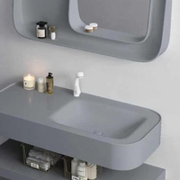 Vente directe d'usine, armoire de salle de bain murale avec lavabo en résine, différentes couleurs et miroir pour salle de bain d'hôtel