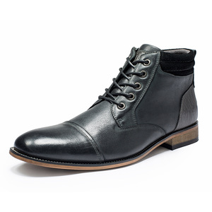 Bottes d'équitation en cuir véritable à lacets, imperméables, style romain, chaussures décontractées pour hommes, automne/hiver - Product Image 2