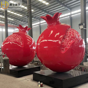 Escultura de Granada de Fibra de Vidrio para Exteriores, Decoración Artística Redonda con Tema de Plantas para Montar en el Suelo - Product Image 2