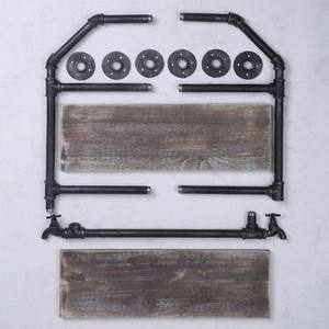 Mensola a muro industriale <span class=keywords><strong>in</strong></span> tubo di <span class=keywords><strong>ferro</strong></span> mensole a parete a 2 livelli di grandi <span class=keywords><strong>dimensioni</strong></span> rustico ripiano galleggiante per cucina ufficio bagno - Product Image 6