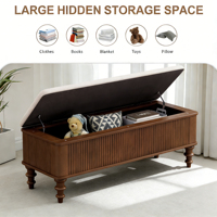 Banc de rangement rectangulaire en bois rembourré pour chambre à coucher, banc long pour bout de lit, idéal pour entrée
