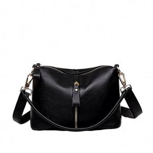Women's Fashionable High-Quality Plain Two-layer Cowhide with Cotton and Linen Lined Open Closure Soft Casual Handbag - Product Image 1