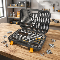 Ensemble complet d'outils de réparation automobile 216 pièces : Boîte à outils manuels, coffret combiné, clés et douilles