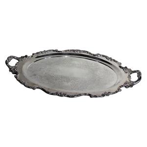 Bandeja DE SERVICIO DE METAL decorativa hecha a mano, bandeja de servicio de forma rectangular para restaurante y hotel con asas laterales - Product Image 3