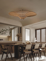 Lustre en rotin rétro minimaliste japonais Wabi Sabi, lampe de plafond artistique, lampe suspendue en rotin tissé de style asiatique pour hôtel et maison d'hôtes