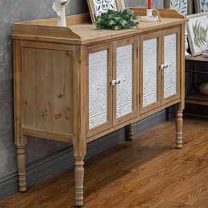 Muebles INNOVA HOME, Mesa Consola de Almacenamiento de 4 Puertas Estilo Rústico, Mesa de Entrada de Madera Tallada para Apartamento, Hotel y Sala de Estar - Product Image 5