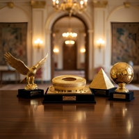 Trofeo de Estadio Personalizado en Oro, Metal y Resina, Ecológico, Impresión UV, Premio de Lujo Conmemorativo, Decoración Grabada