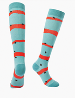Chaussettes de compression montantes personnalisées unisexe, chaussettes de sport rayées tendance, logo OEM, respirantes, pour la course et le badminton