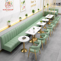 Ensemble de mobilier de restaurant moderne et durable en marbre rond avec banquette, canapé, siège de comptoir, chaise et table pour café et salon de thé