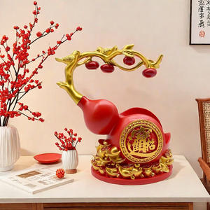 Décoration de salon, style art populaire chinois, sculpture en résine époxy, porte-vin en forme de gourde porte-bonheur, cadeau de pendaison de crémaillère - Product Image 4