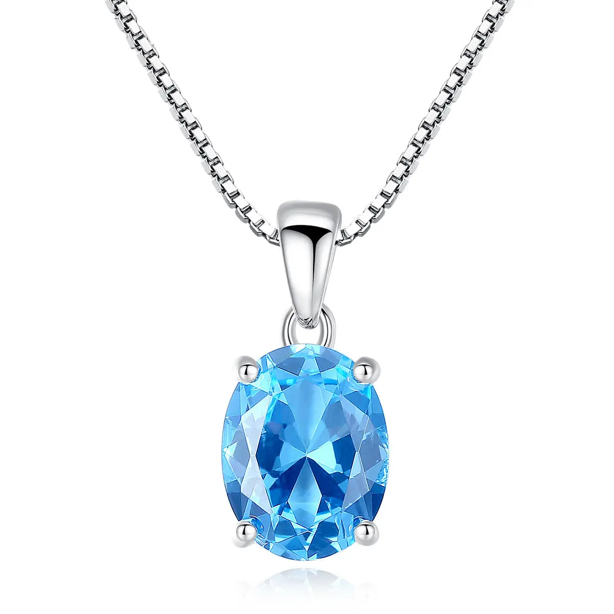 Groothandel Luxe Topaz Edelsteen Collier Vrouwen Sieraden 925 Sterling Zilveren Hanger Ketting