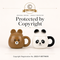 Vente en gros d'usine, tasse en céramique 3D en forme d'ours panda de 420 ml avec couvercle en céramique, tasse à café mignonne en forme d'animal pour cadeau