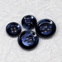 Gesper Kancing Resin Pola Biru 4 Lubang dengan Manik-Manik Desain Klasik Ramah Lingkungan