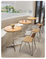 Ensemble table et chaises de salle à manger rondes en bois massif de style moderne, cadre en métal pour café, salon de thé, boutiques de desserts, restaurants occidentaux