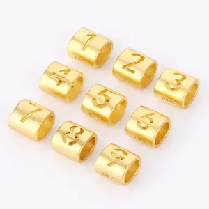 Big Hole 925 Sterling Silver Tube Number Beads Gold Plated Hollow Out 1-9 Number Bead For Jewelry Finding