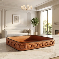 Plateau décoratif de luxe en cuir tressé, plateau de rangement rectangulaire pour projets hôteliers et villas, plateau de présentation de fruits