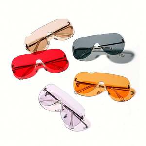 Gafas de Sol de Moda 2019, Estilo Vintage para Mujer, Montura Grande, Lentes de una Pieza, Color Rojo, Montura Extra Grande sin Aro - Product Image 6